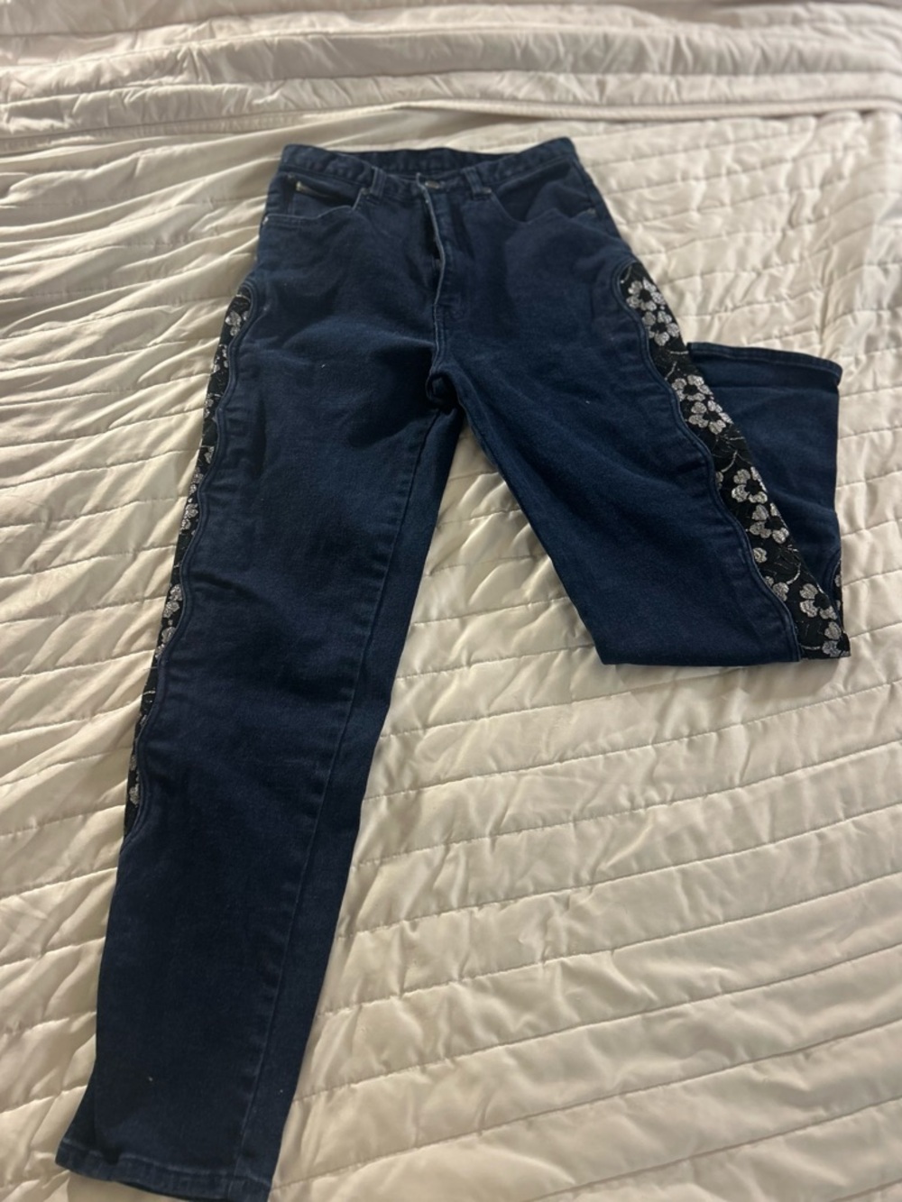 Pure Jeanswear Floral Side Panel Jeans Y2K Vintage Slim Skinny Denim